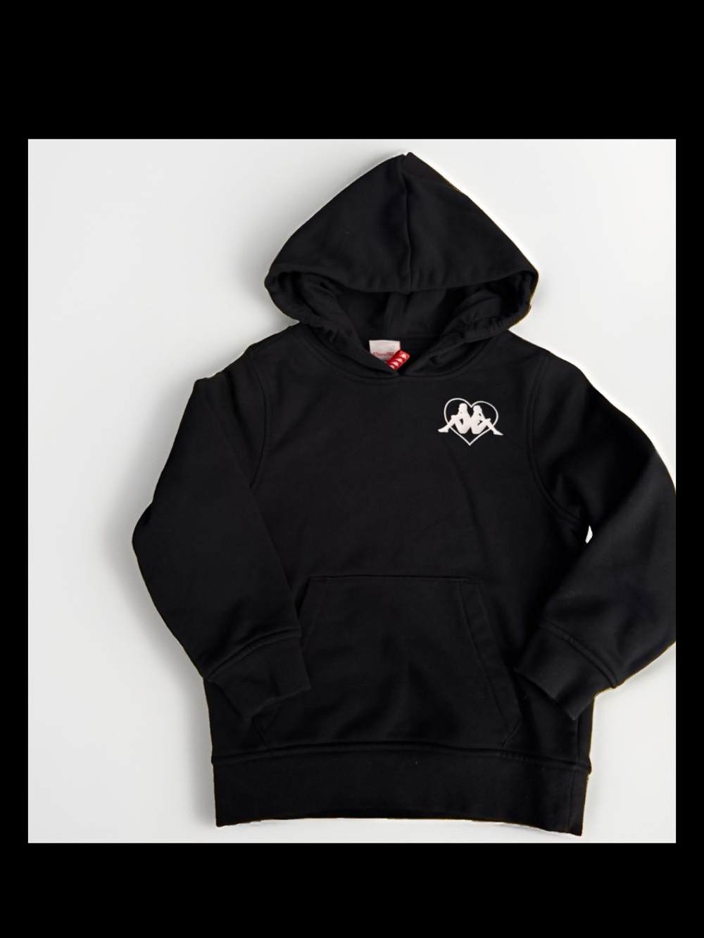 Kappa Black Pullover Hoodie with White Logo